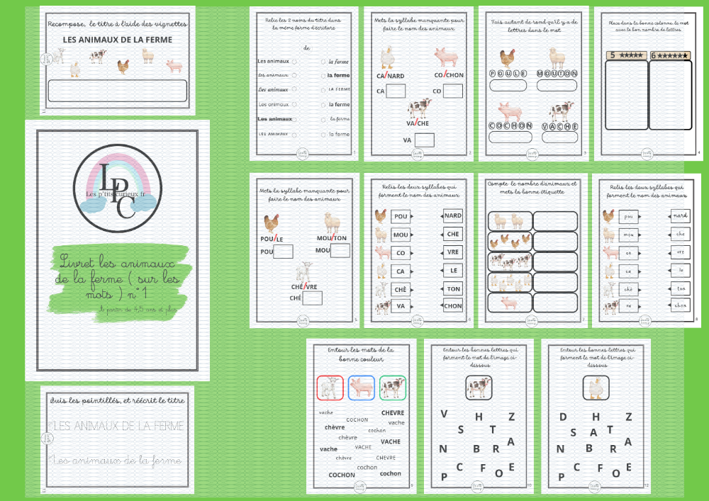Livret les animaux de la ferme ( sur les mots ) n°1
