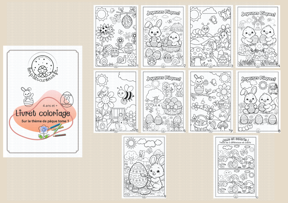 Livret de coloriage Pâques à partir de 3,4 ans et +