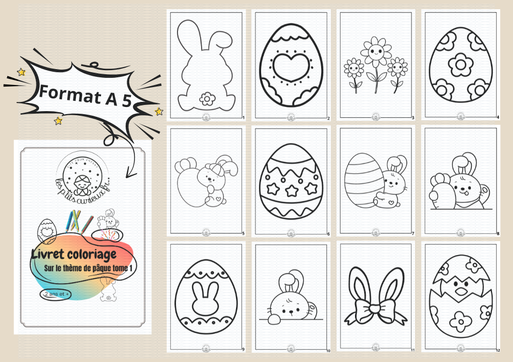 Livret de coloriage Pâques Dès 18 mois format A5