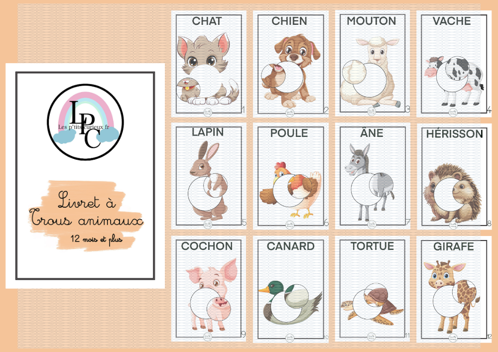 Livret à trou animaux